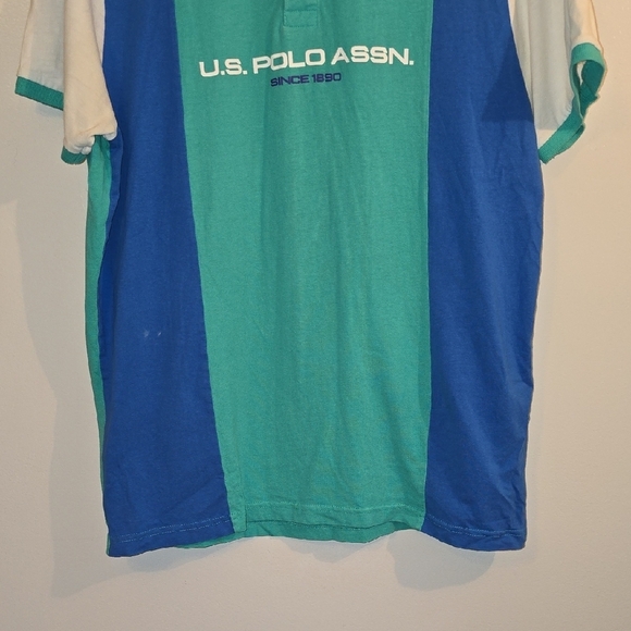 U.S. Polo Assn. Blue and Green Polo Shirt LOT L - Picture 4 of 7
